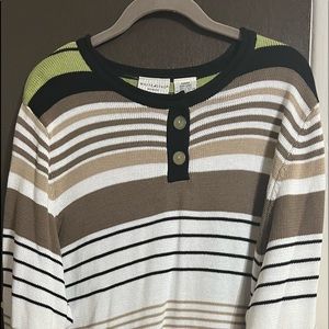 'White Stag' Striped 2-Pocket Sweater (Plus)